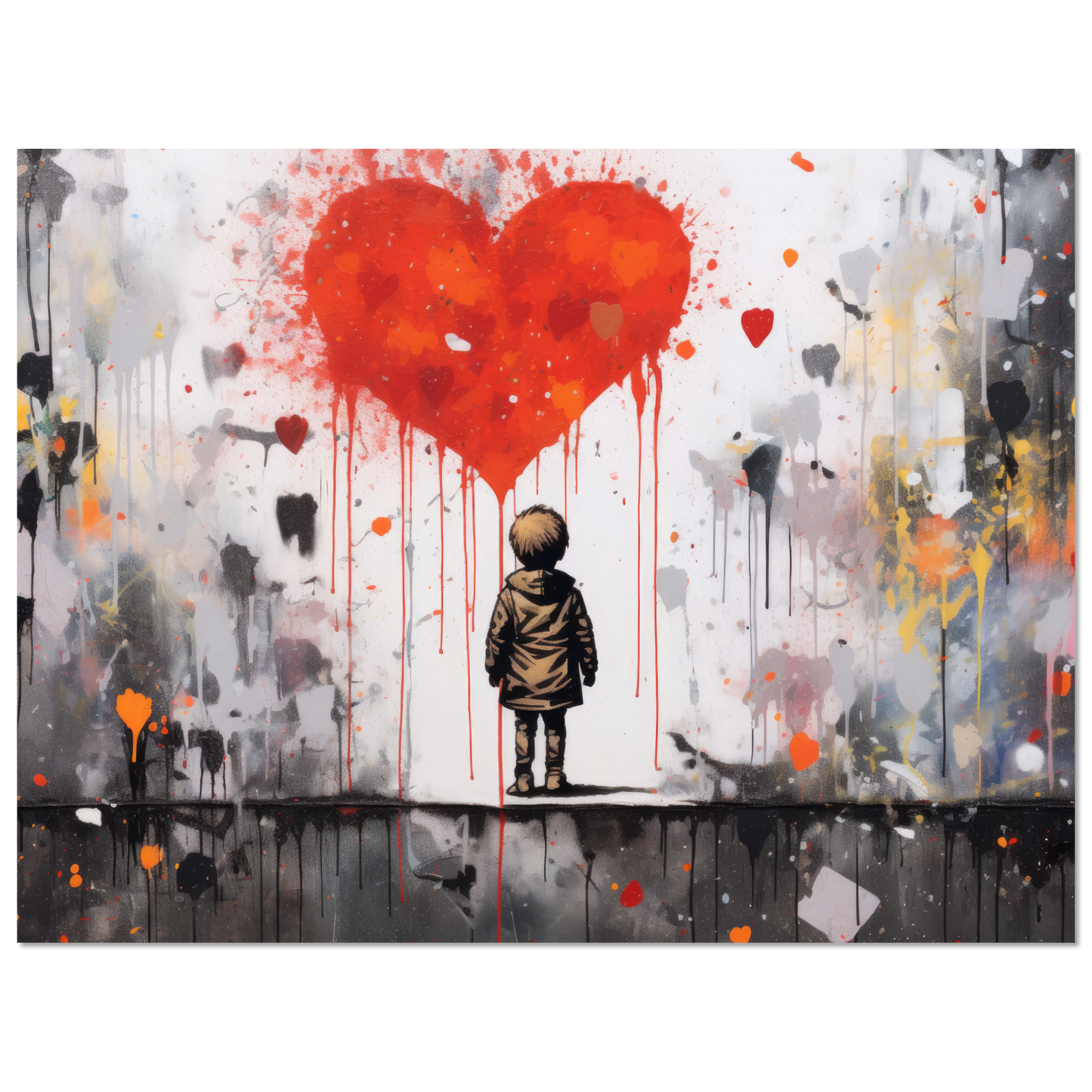 Child in front of heart - Banksy Street Art Style (STREET13)