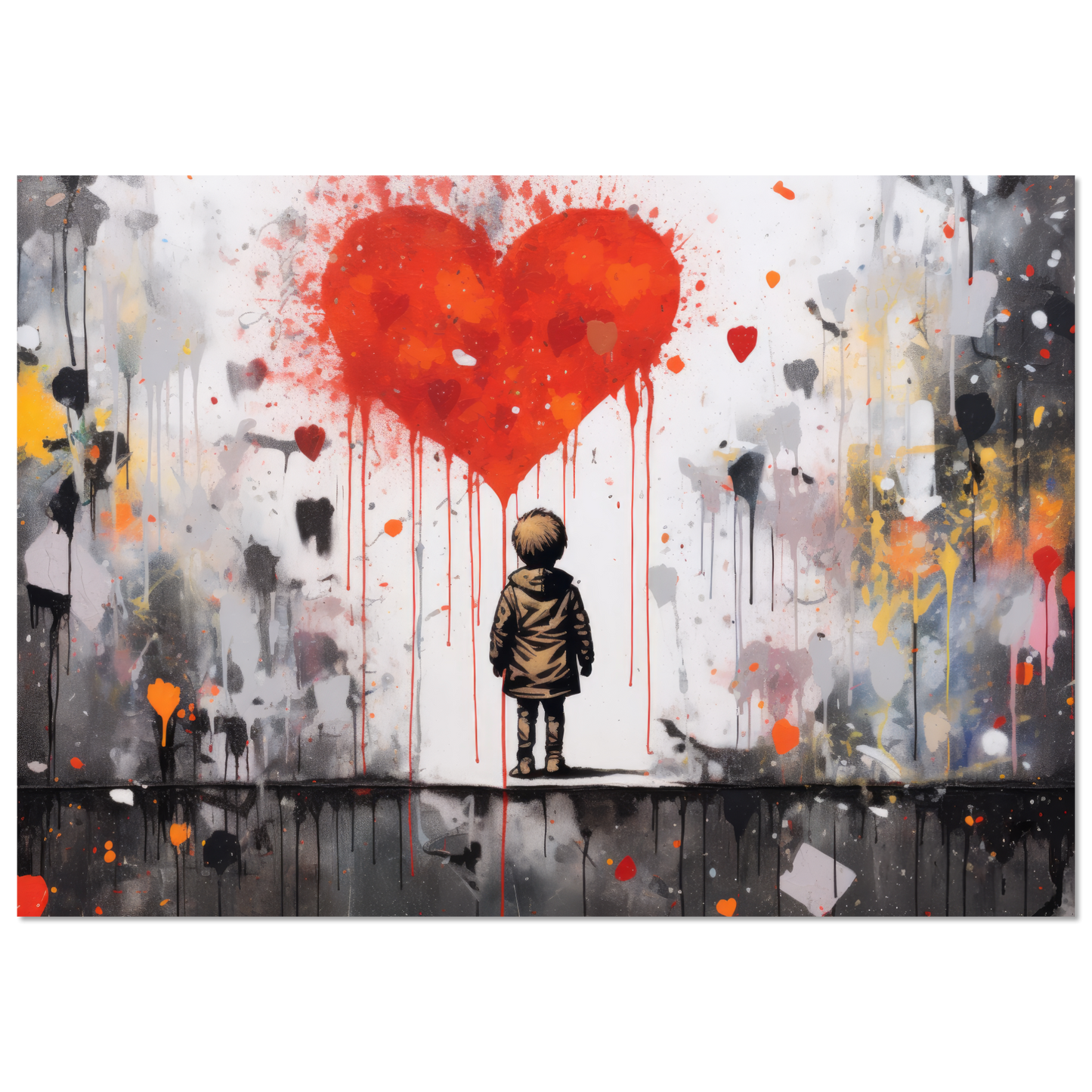Child in front of heart - Banksy Street Art Style (STREET13)