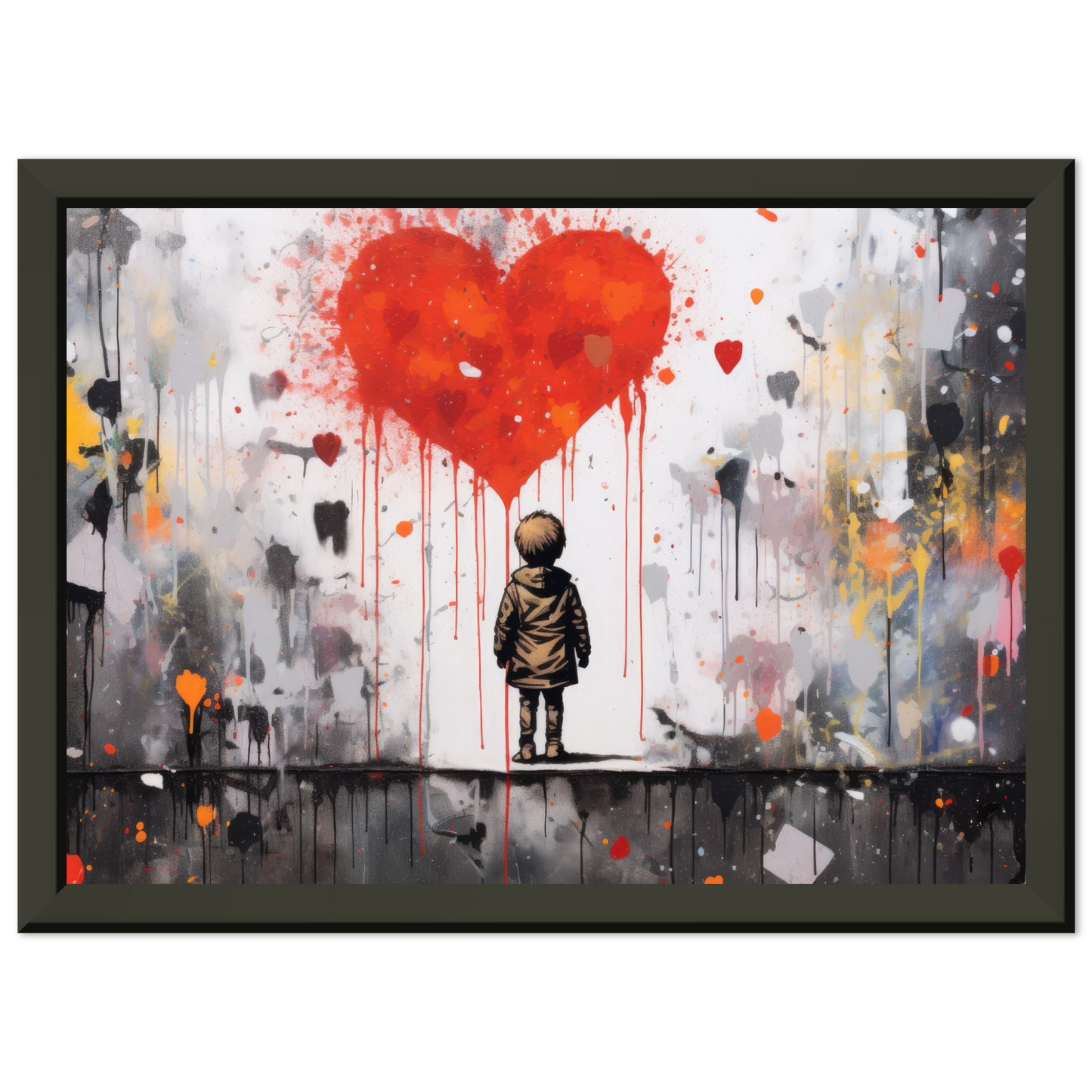 Child in front of heart - Banksy Street Art Style (STREET13)
