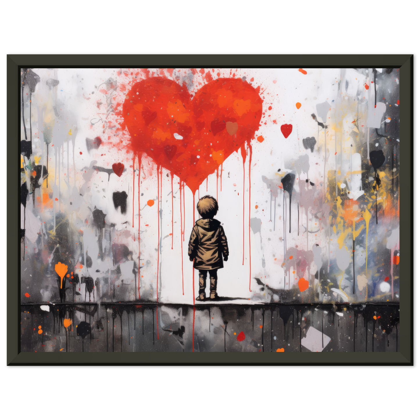 Child in front of heart - Banksy Street Art Style (STREET13)