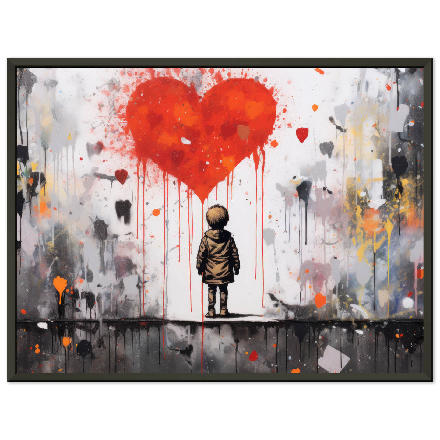 Child in front of heart - Banksy Street Art Style (STREET13)