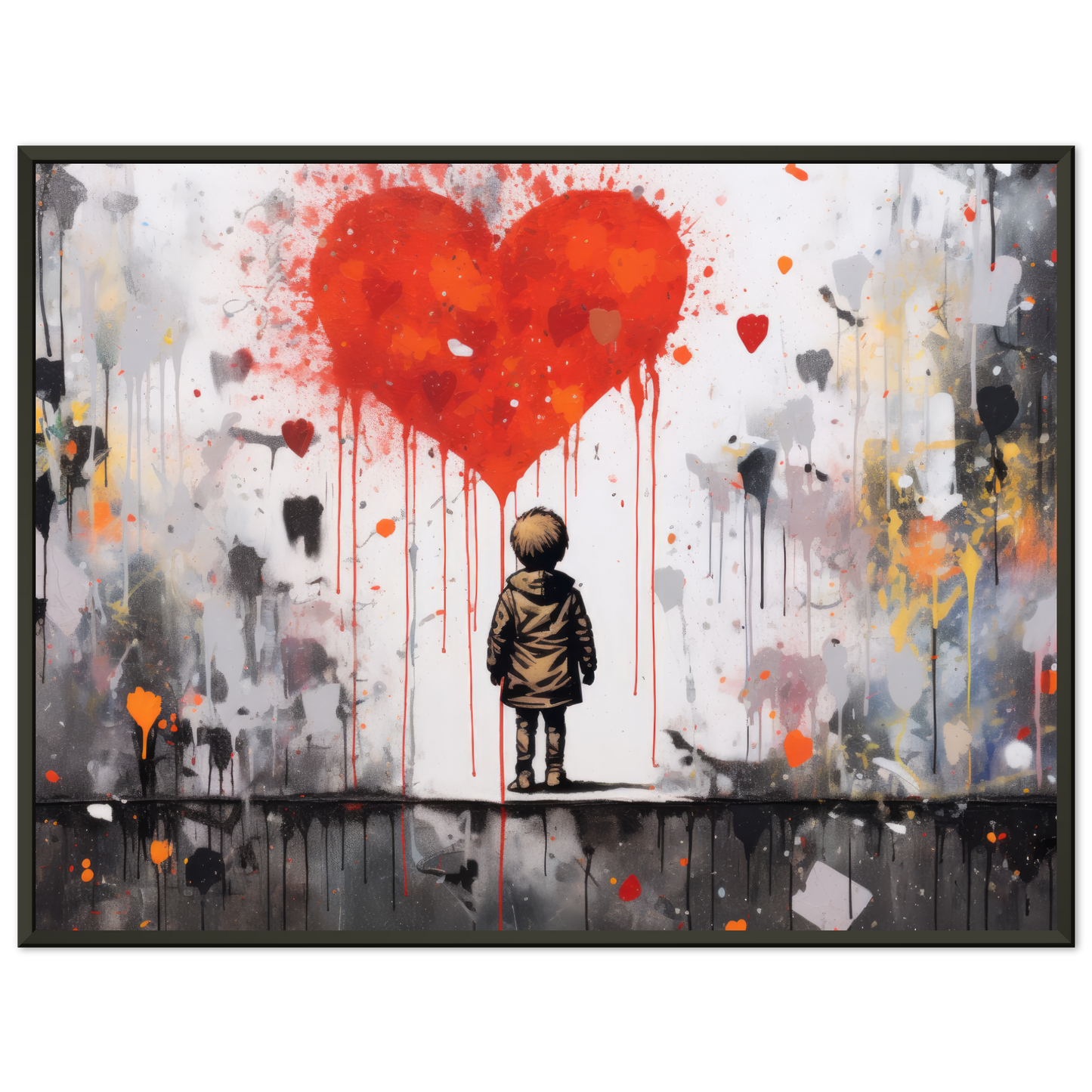 Child in front of heart - Banksy Street Art Style (STREET13)
