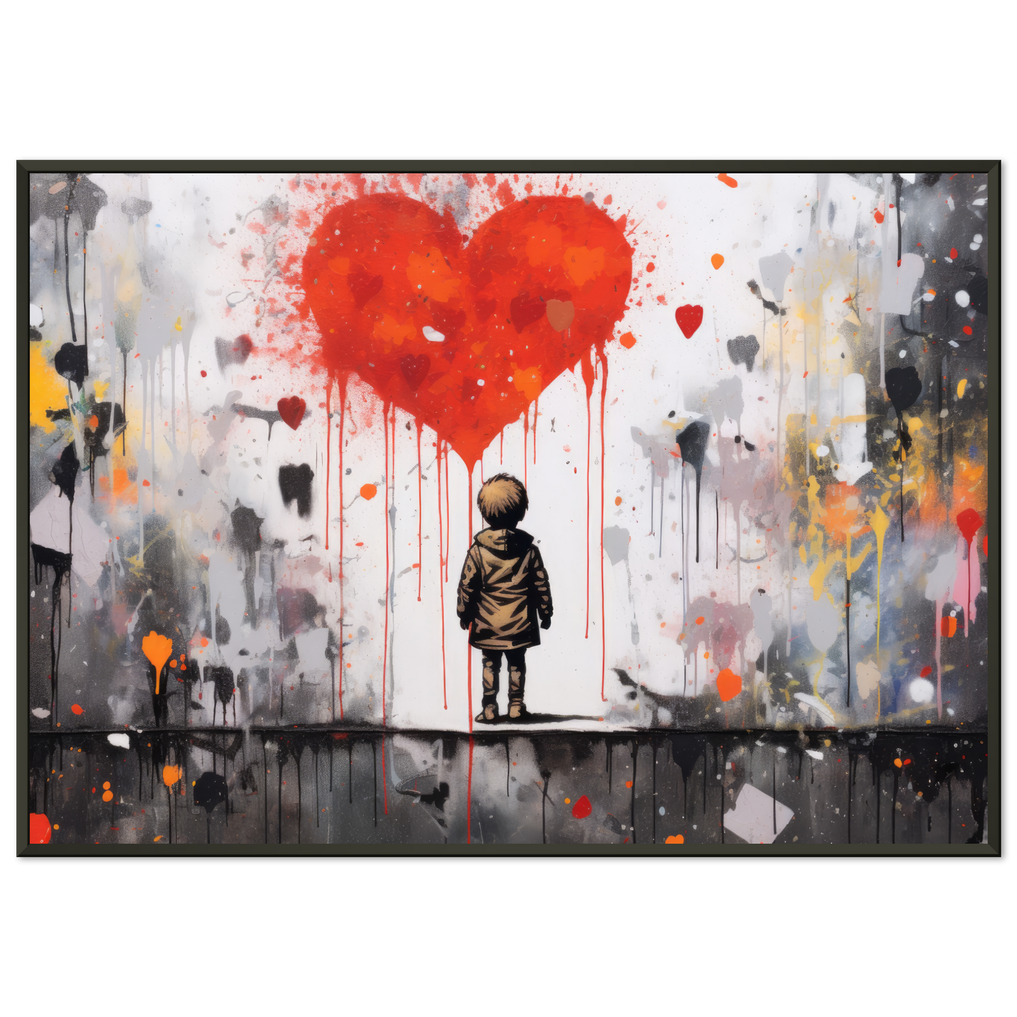 Child in front of heart - Banksy Street Art Style (STREET13)