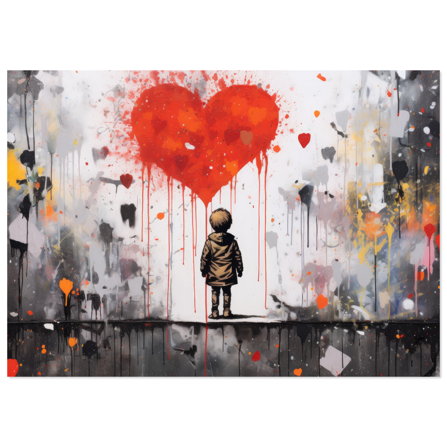 Child in front of heart - Banksy Street Art Style (STREET13)