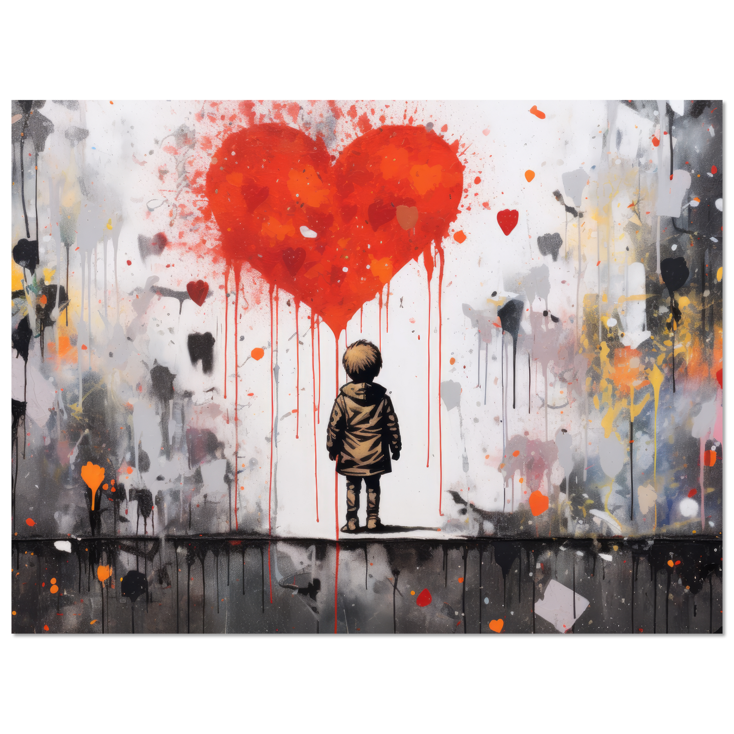 Child in front of heart - Banksy Street Art Style (STREET13)