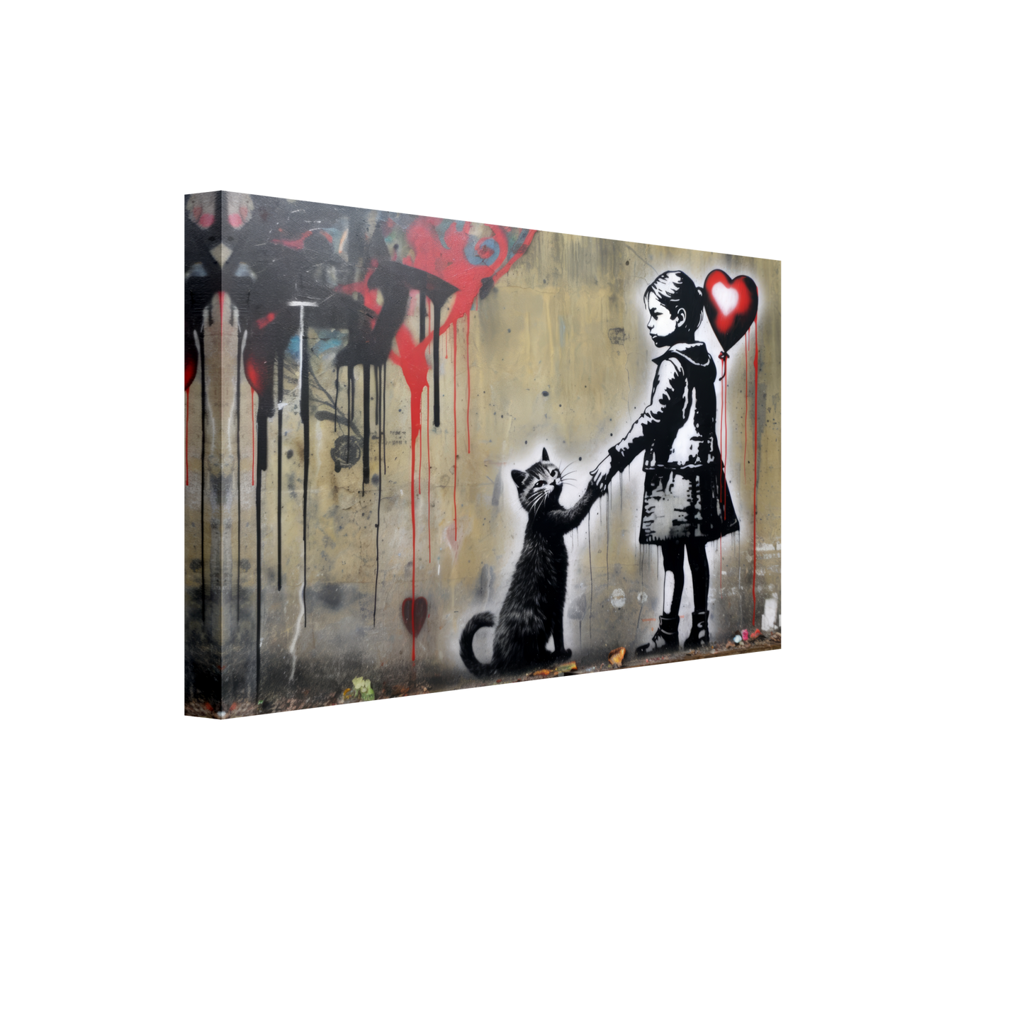 Kind mit Ballon und Katze - Banksy Street-Art Style (STREET01)