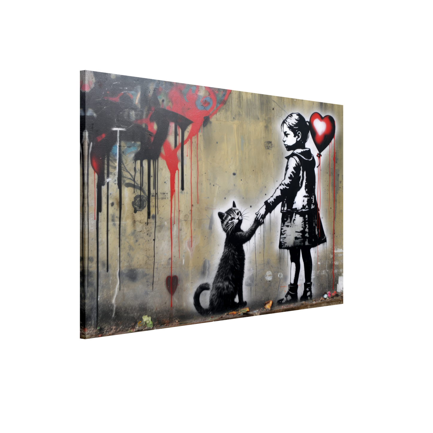 Kind mit Ballon und Katze - Banksy Street-Art Style (STREET01)