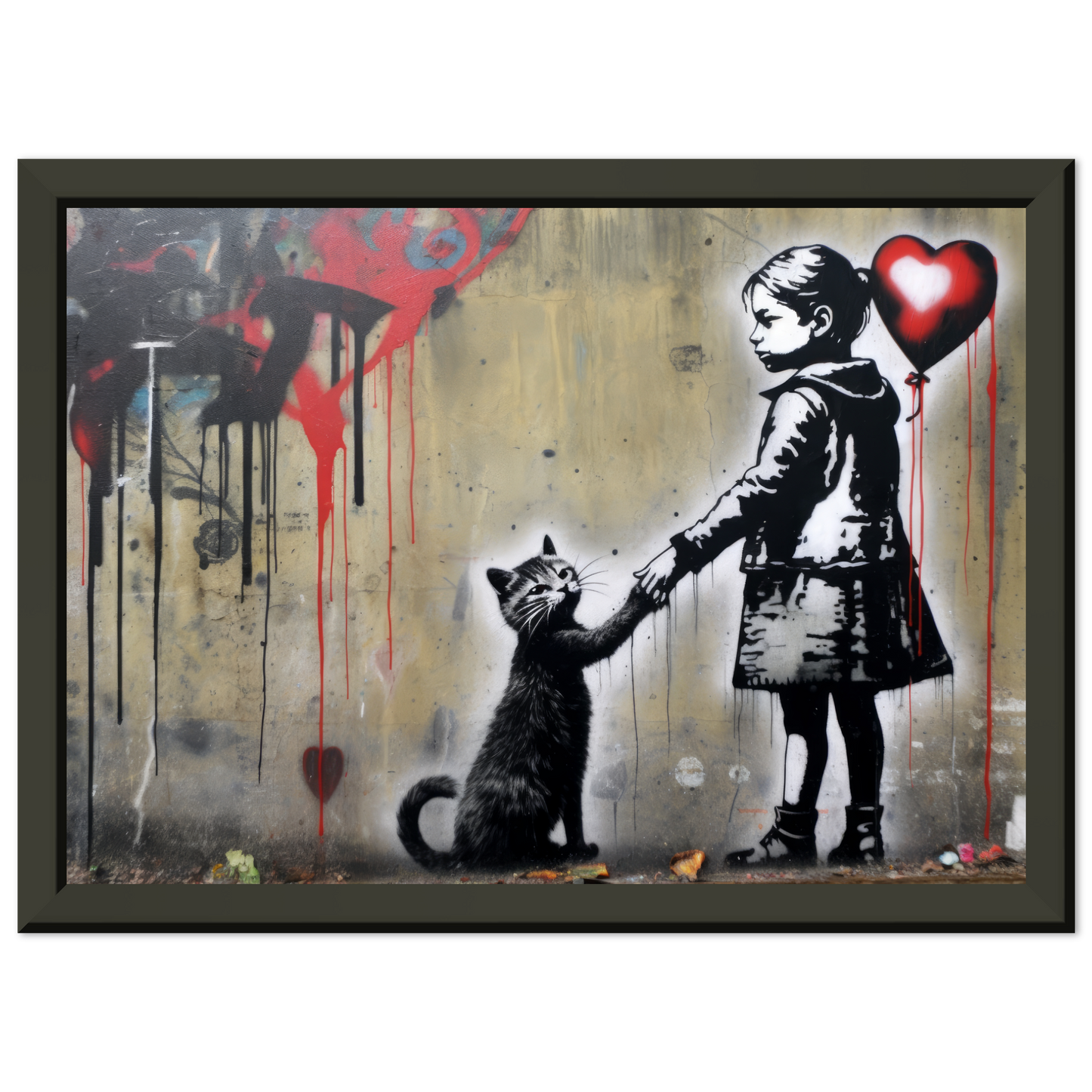 Kind mit Ballon und Katze - Banksy Street-Art Style (STREET01)