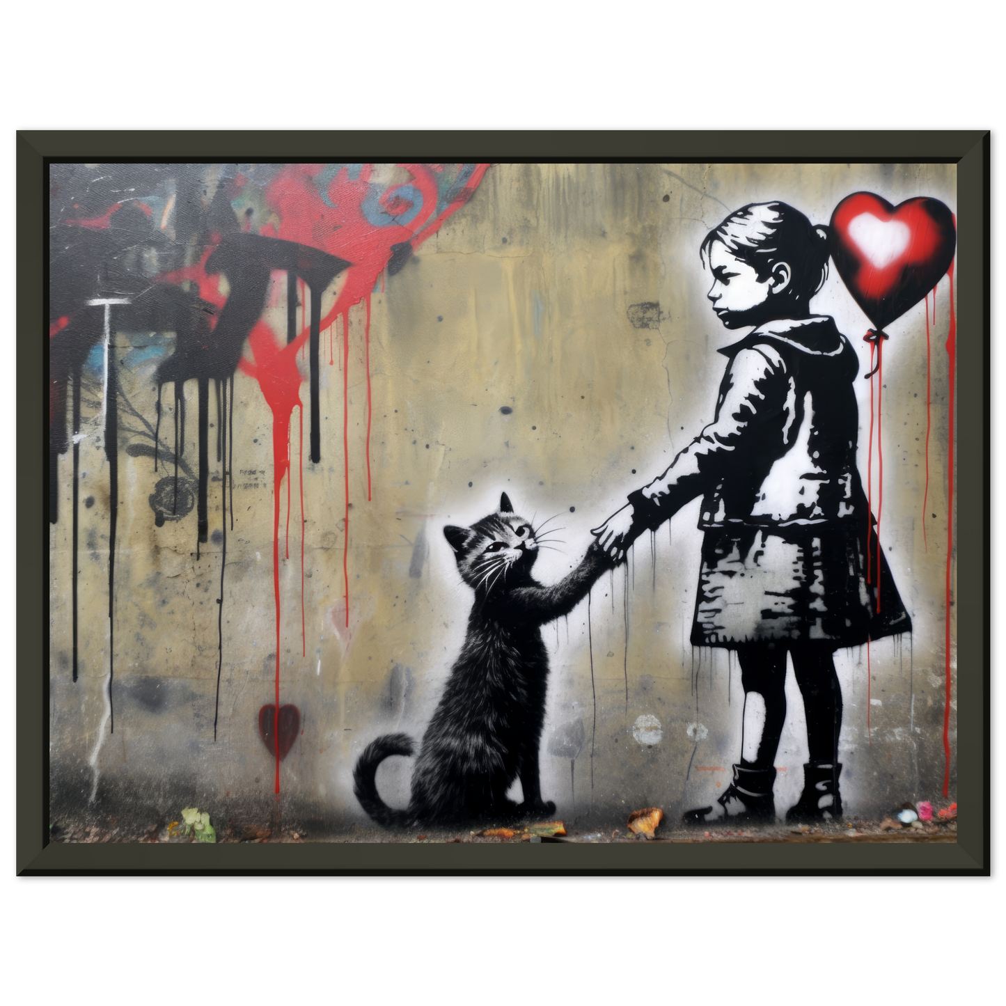 Kind mit Ballon und Katze - Banksy Street-Art Style (STREET01)