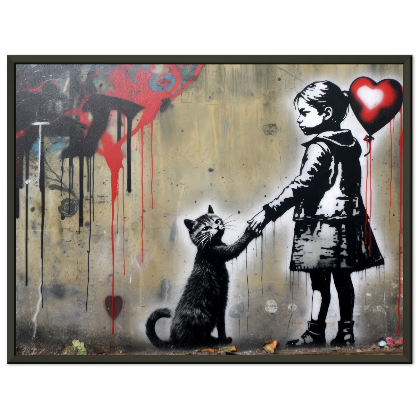 Kind mit Ballon und Katze - Banksy Street-Art Style (STREET01)