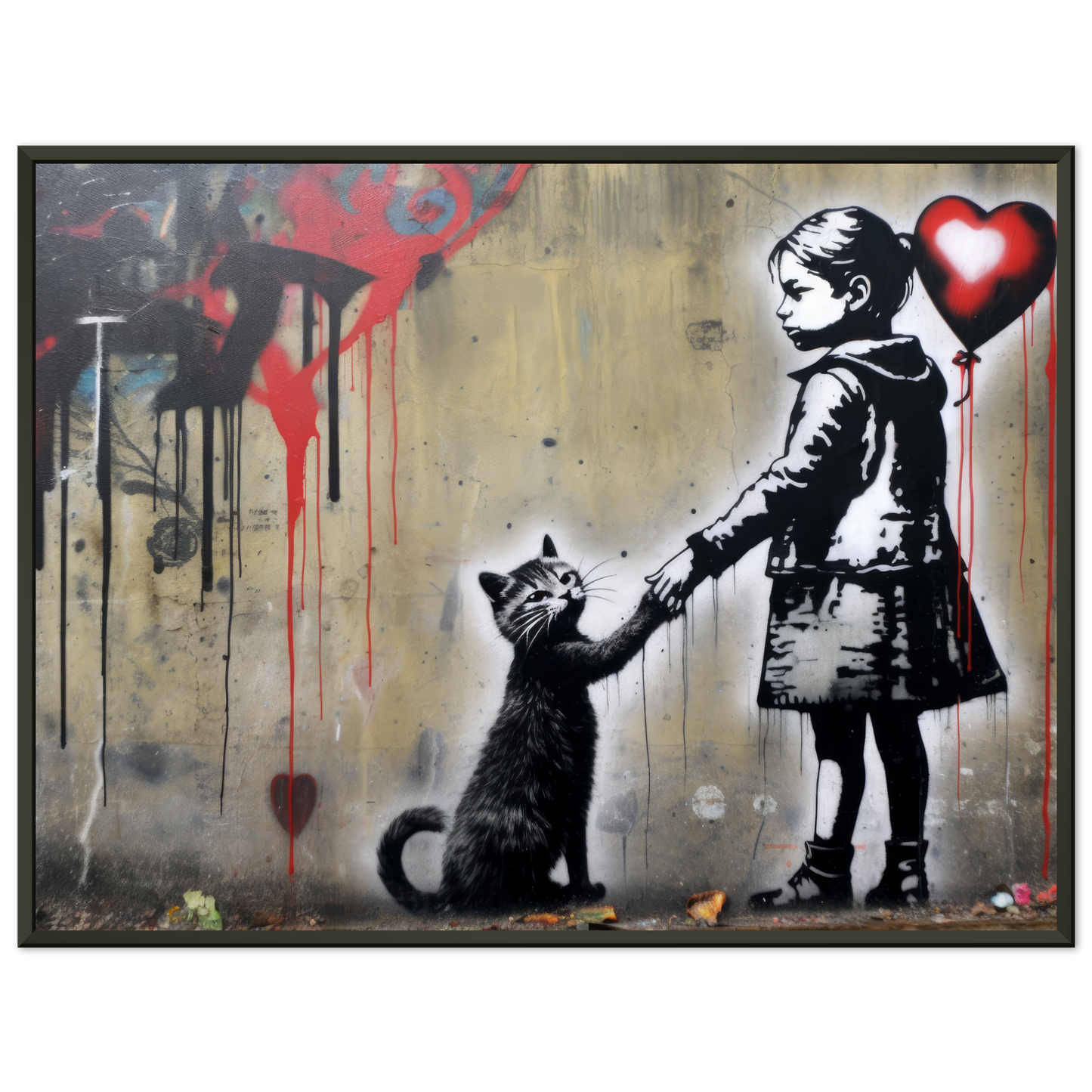 Kind mit Ballon und Katze - Banksy Street-Art Style (STREET01)