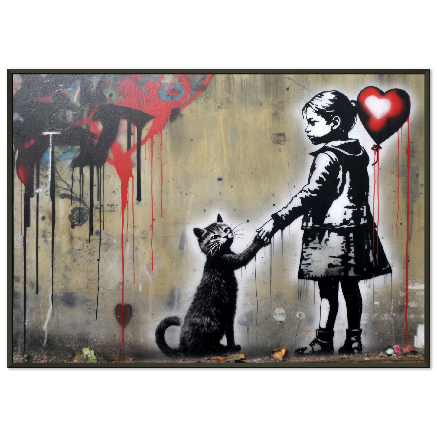 Kind mit Ballon und Katze - Banksy Street-Art Style (STREET01)